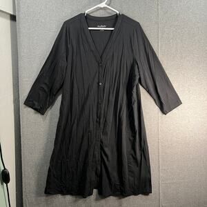 AnyBody Cozy knit Button Front Long Cardigan Jet Black Size XL